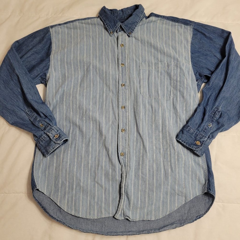 American Blue Men's Long Sleeve Button Up Shirt Size L Made In U.S.A.